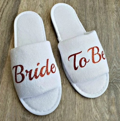 £5.99 • Buy Glitter Spa Slippers Open Toe Personalised Wedding Bridal Print Novelty Any Name