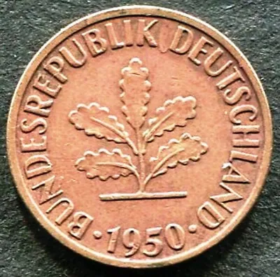 COIN - GERMANY Federal Bundes Republik FIVE 5 PFENNIG - KM# 107 - 1950.J - (C86) • $4.30