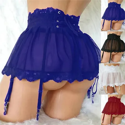 £4.88 • Buy Women Pleated Mini Skirt Micro Short Dress Sexy See Through Club Costume +Garter