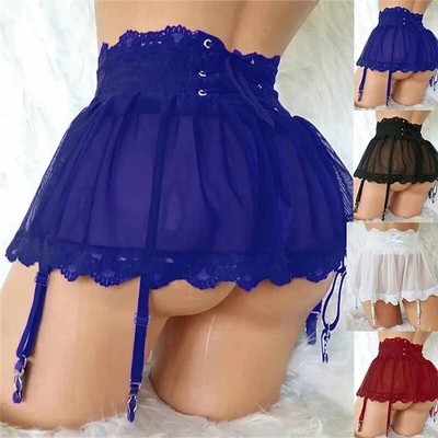£4.88 • Buy Women Pleated Mini Skirt Micro Short Dress Sexy See Through Club Costume +Garter