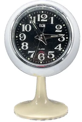 Elgin Space Age Alarm Clock Pedestal Glows Works No 8526 Vintage Original Box • $199.99