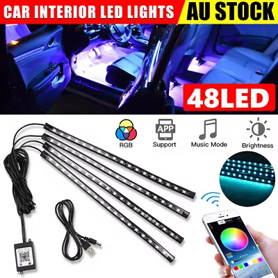 4X Car Interior LED Lights Kit Strip Light 12V Lighting APP Control Atmosphere • $15.45