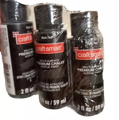 Lot 3 Craft Smart Acrylic Black Chalkboard Paint Premium Multisurface 2 Ounce • $22.95