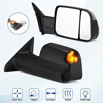 Towing Side Mirrors Pair Fits 2009-2012 Ram 1500 2500 3500 Power Heated Signal • $127.68