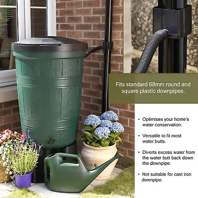 Diverter Kit Water Butt Rain Water For Square 65mm & Round 68mm Downspout • £12.99