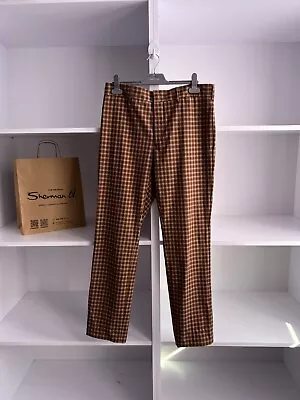 Vintage Prada Milano Brown Check Straight Cotton Pants • $180