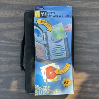 $20 • Buy NOS Case Logic CD DVD Binder 60 Disc Capacity Black Refillable/Removable New