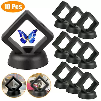 3D Floating Coin Display Frame Box Jewelry Medal Storage Holder Case With Stand • $12.48