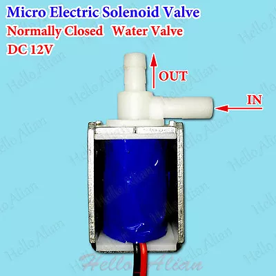 DC 12V Micro Electric Solenoid Valve N/C Normally Closed Water Air Control Valve • £4.86