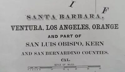 1893 SANTA BARBARA VENTURA LOS ANGELES ORANGE COUNTY Map ~ Old Antique Original  • $53.64