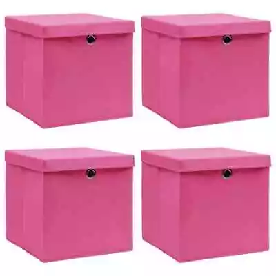 Storage Boxes With Lids 4 Pcs Pink 32x32x32 Cm Fabric VidaXL • £35.21