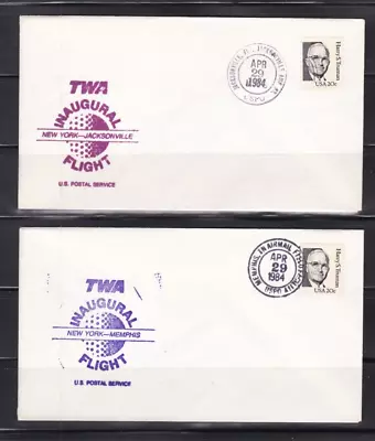 1984 US First Flight Covers TWA New York - Jacksonville NY - Memphis Postal Svc • $2.99