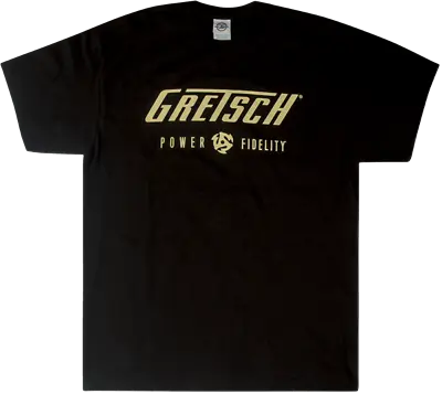Gretsch Guitars Power & Fidelity Men's Tee Logo T-Shirt Black LARGE (L) • $20.73