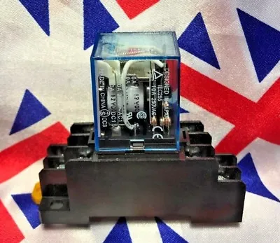 ⭐ 240v AC 8 Pin Coil General Purpose Relay DPDT With Socket Base Included ⭐ UK ⭐ • £5.88