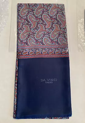 DaVinci Italian Double Layer Satin Paisley Neck Scarf Navy VTG NWT Mens • $18.95