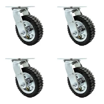 6 Inch Black Pneumatic Wheel Swivel Caster Set Service Caster Brand • $155.58