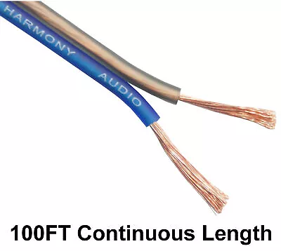$14.99 • Buy Harmony Audio 16 Gauge CCA Car Home Stereo Blue Speaker Wire Cable 100 Feet New