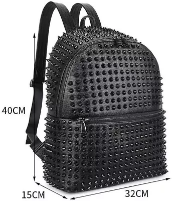 £64.99 • Buy Black Faux Leather Studded Spiky Punk Backpack Bag Gothic Fashion Accessory