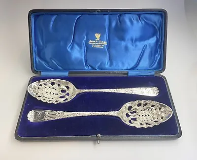 £299 • Buy Antique Georgian Solid Silver Berry Spoons Cased