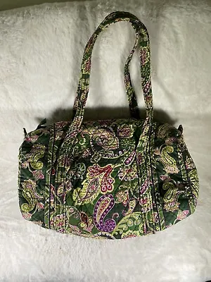 Vera Bradley Duffel Bag Chelsea Green Paisley Zip Up Travel Tote Purse • $18.70