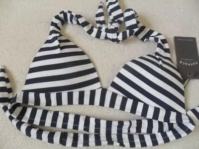 Fat Face Nautical Stripe Non-wired 1 Size Bigger Padded Push-up Bikini Top   6 • £15.99