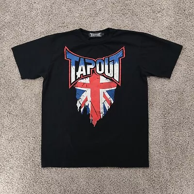 Vtg Tapout T Shirt Men's Large L Black Short Sleeve UK Flag Graphic UFC MMA • $13.48