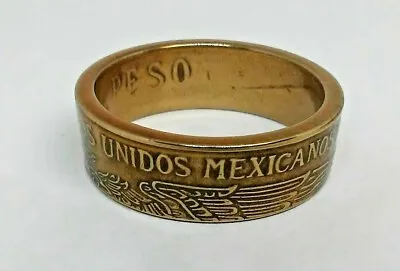 Powder Coated Translucent  Gold Coin Ring Made From MEXICAN PESO In Size 7-14 • $19.99