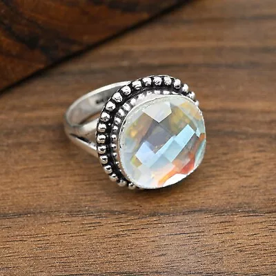 Rainbow Mystic Topaz Gemstone Handmade 925 Sterling Silver Ring Jewelry For Her • $12.90