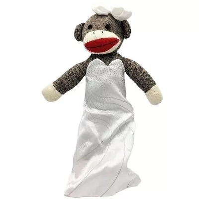$13.45 • Buy Sock Monkey Family Bride Doll Brown 18  White Wedding Gown Bow Plush Stuffed