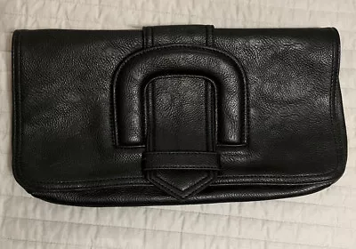 Vieta Hand Bag Flap Over Medium Clutch Purse Black  Excellent Condition • $10