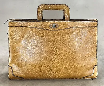 $175 • Buy Gold Pfeil Caracciola 16” Brown Leather Briefcase Portfolio Document Bag Germany