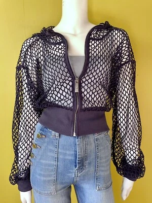 $85 • Buy Ivy Park Full Mesh Zip Oversized Hoodie In Ink Sz S 8/10