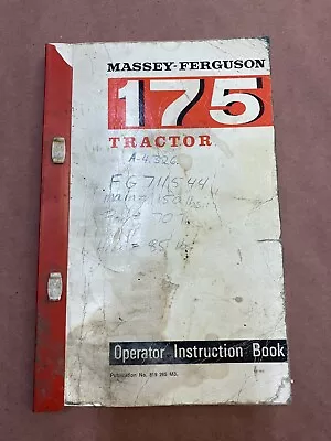 OEM Massey-Ferguson 175 Tractor Operator Instruction Book (Pre-Owned) • $12.50