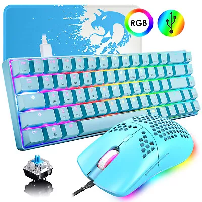 AU 60% Gaming Keyboard And Mouse Set Mechanical USB RGB Backlit For PS4 Xbox PC • $19.99