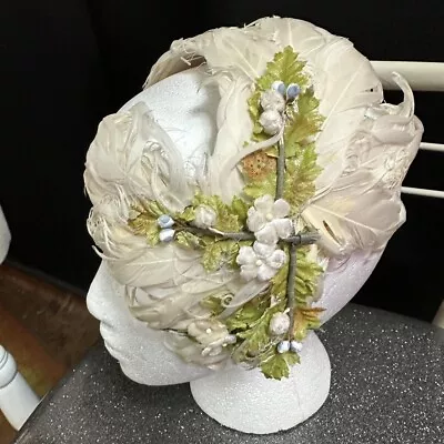 Vintage 50s Skull Cap Hat With Feathers And Millinery Detailing • $9.99