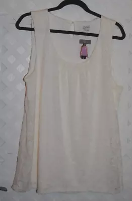 Company Ellen Tracy Women's XL Pleated Front Cream Lace Tunic Tank Top NWT • $17.05