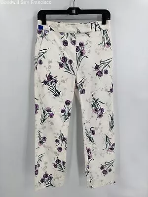 Max Mara Womens Multicolor Floral Cotton Italy Straight Leg Ankle Pants 4 COA • $17.99