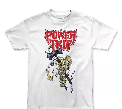 Vtg Power Trip Hammer Skull Heavy Cotton White All Size Unisex Shirt • $19.99