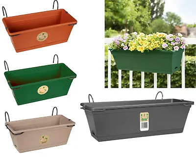 Hanging Balcony Fence Planter Plant Trough Garden Railing With Saucer Metal • £9.90