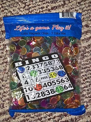 New! Large Bag Of 1001 Assorted Multi (7 Diff) Color Magnetic Bingo Chips 3/4  • $34.95