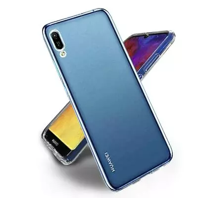 Case For Huawei Y6 2019 - Slim Clear Shock Proof Gel Phone Cover + Screen Guard • £3.45