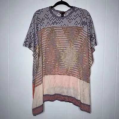 Missoni Italy Women’s Light Knit Poncho Pink Purple Chevron Stripe One Size • $93.75