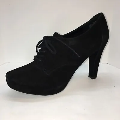 Me Too Black Suede Leather Lace Up Shoes High Heel Theatre Cosplay 9.5M • $16