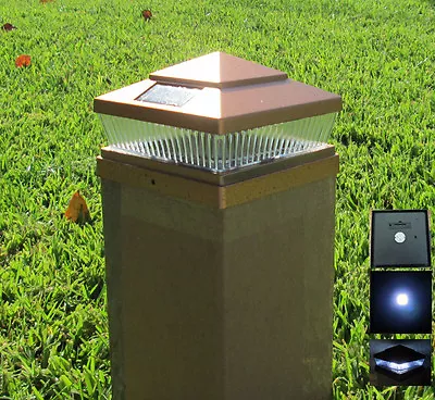 Set Of 1 Garden Plastic Copper 6 X 6 Outdoor 5 LED 78Lumens Solar Post Cap Light • $19.99