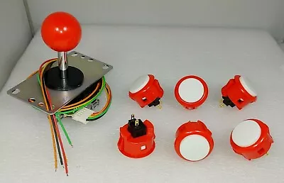 $36.80 • Buy Japan Sanwa Mix Buttons Vermilion White X 6 & VER Joystick 8YT- Arcade Parts