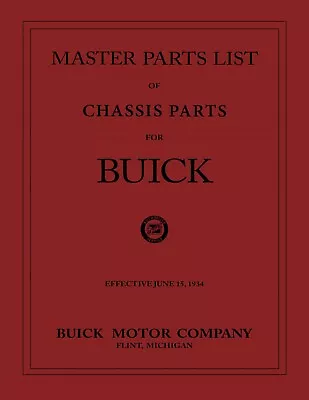 1924 - 1934 Buick Master Chassis Parts Catalog Book • $82.35