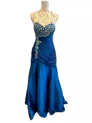 Scarlett Prom Dress Size 10 Mermaid Rhinestones Strapless Corset Charity Listing • £34.99