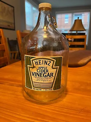 Vintage Heinz Apple Cider Vinegar Bottle 1 Gallon Jug Glass With Lid Paper Label • $15