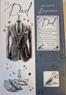 £0.99 • Buy With Love Dad - Birthday Card With Detachable Keepsake Wallet Card