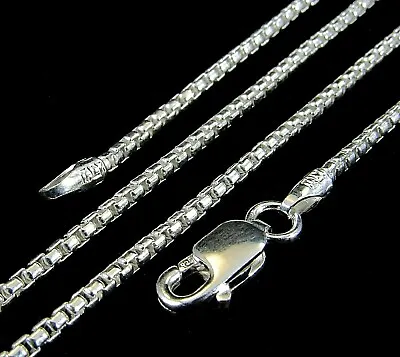 1.5MM Solid 925 Sterling Silver Italian Venetian Round Box Chain Necklace Italy  • $27.95